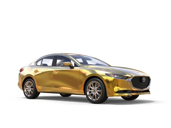 Golden Mazda 2019 2022 Model Illustration Isolated White Background — 스톡 사진