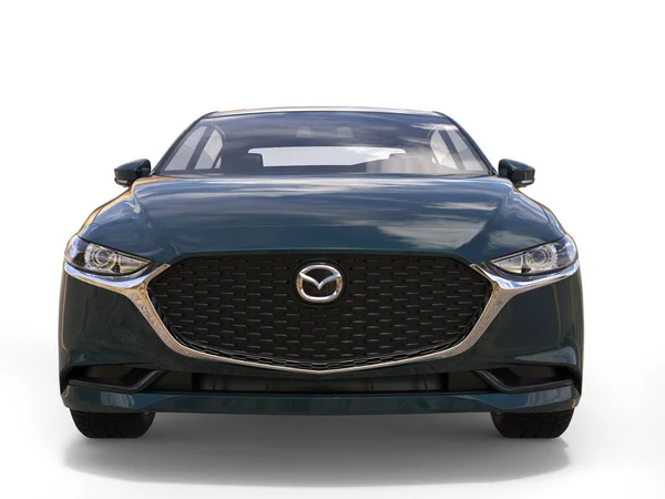 Metallic Dark Teal Mazda 2019 2022 Model Front View Illustration — Stockfoto