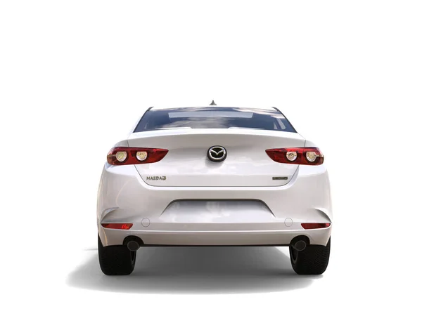 Clear White Mazda 2019 2022 Model Back View Illustration Isolated — Foto Stock