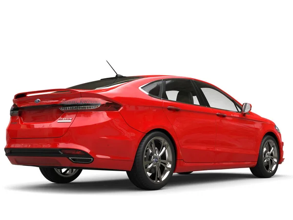 Fire Red Ford Mondeo 2015 2018 Model Back Side View — стокове фото