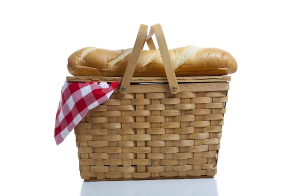 Picnic Basket with Gingham — Stock Photo, Image