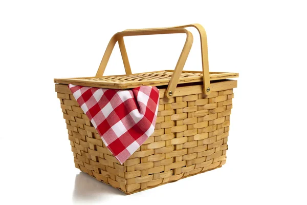 Picnic Basket with Gingham — Stock Photo, Image