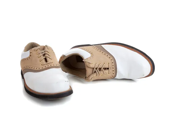 Um par de sapatos de golfe em branco — Fotografia de Stock