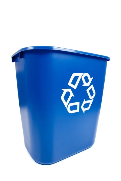 Blauwe recucle bin - recycling, milieu thema — Stockfoto