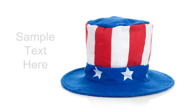 A 4th of July Uncle Sam hat on a white background with copy space — Stock Photo, Image