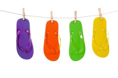 Colorful flip-flop sandles on a Clothesline clipart