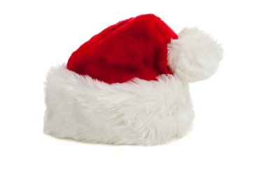 Beyaz arka planda Noel Baba şapkası