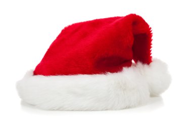 Beyaz arka planda Noel Baba şapkası