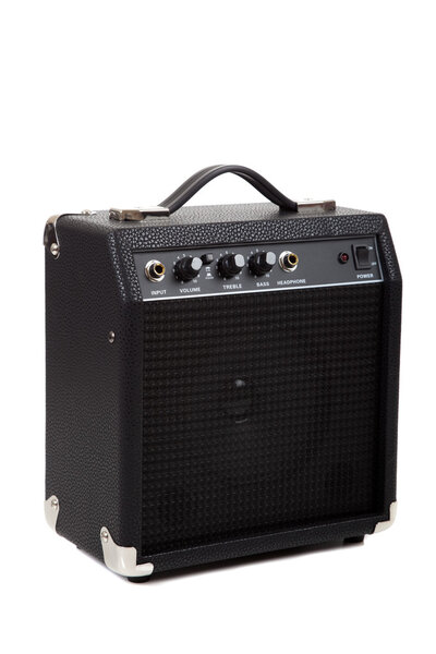 A small guitar amplifier on white background