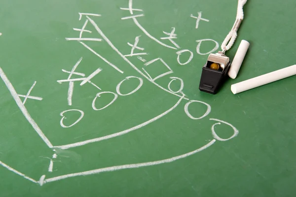 Fooball play Diagram on Chalkboard — Stock Photo, Image