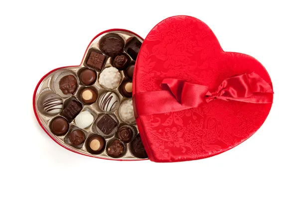 Caixa em forma de coração com doces — Fotografia de Stock