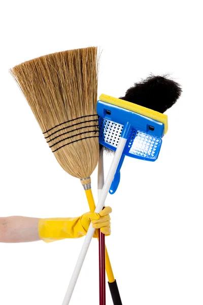 做家务-扫帚、 拖把、 尘掸 — 图库照片