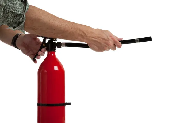 Avoiding an emergency - putting out a fire — Stock Photo, Image