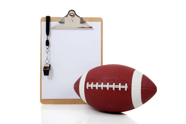 Football Coaches Clipboard with American Football — Stock Photo, Image