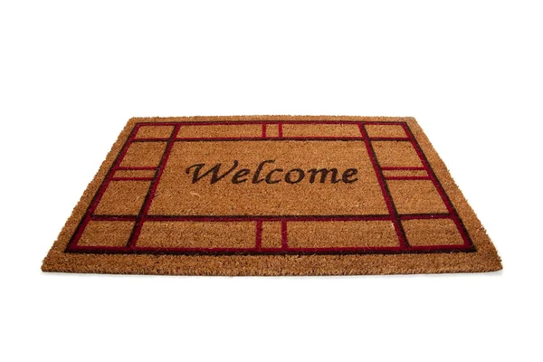 Felpudo de bienvenida o alfombra en blanco — Foto de Stock