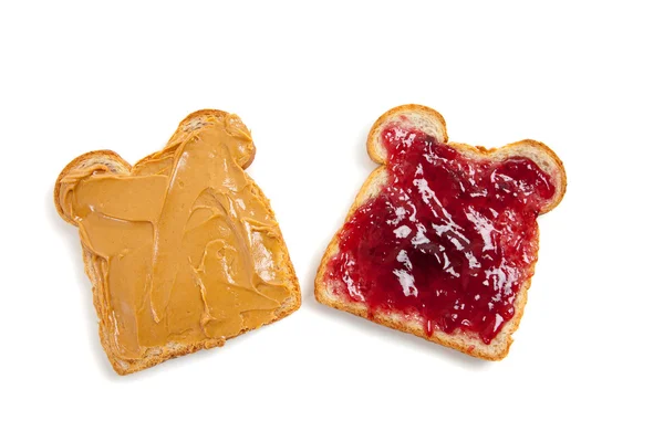 Open faced peanut butter and jelly sandwich — Stock Photo, Image