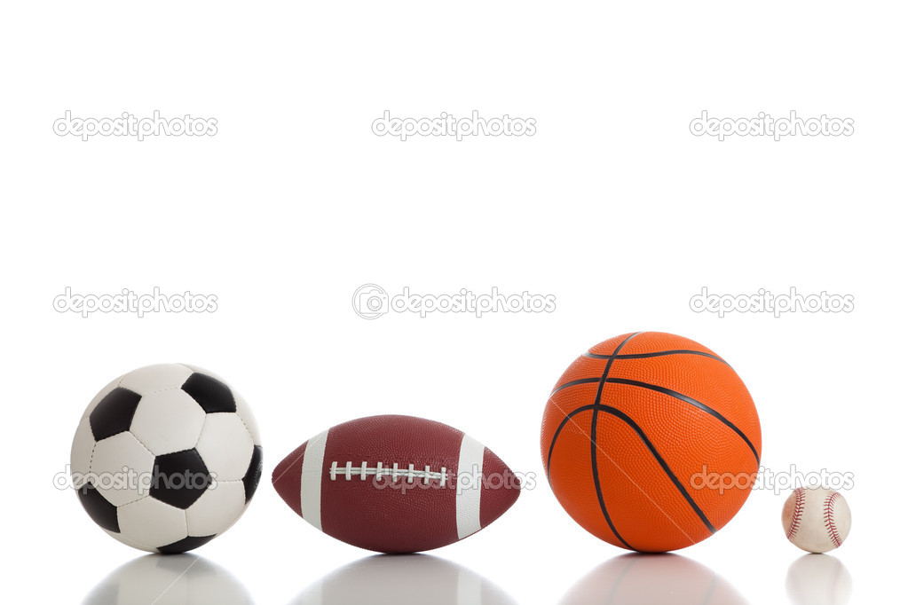 Assorted Sports Balls on White