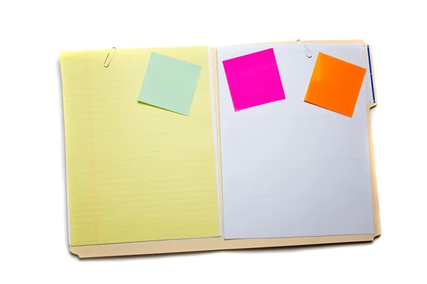 Manilla složky s post-it ® notes — Stock fotografie