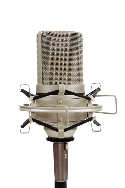 Beyaz bir arka plan üzerinde Vintage mikrofon — Stok fotoğraf