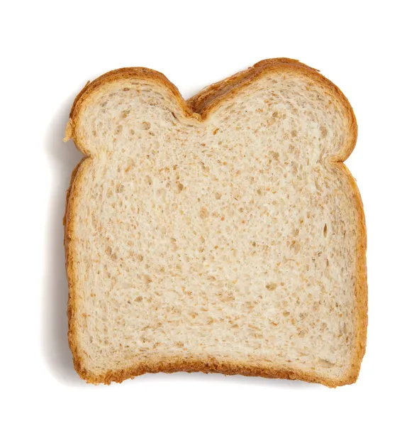 Slice of wheat bread on a white background — Stock Photo, Image