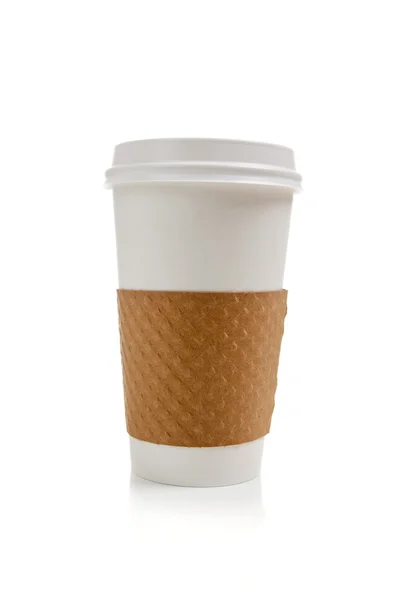 Disposable coffee cup on a white background