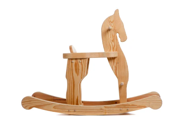 A wooden rocking horse on white — Stock Photo, Image