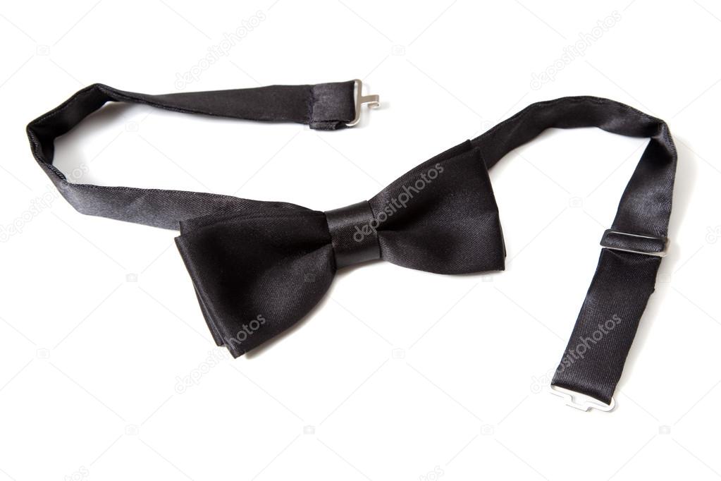 Black bow tie on white