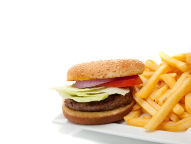 Hamburger ve patates.