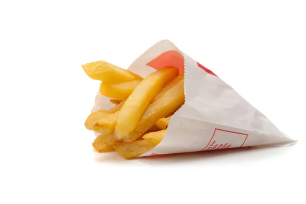 A package of french fries on a white background — Stock Photo, Image