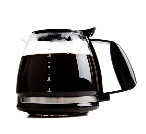 Cafetière noire complète sur blanc — Photo