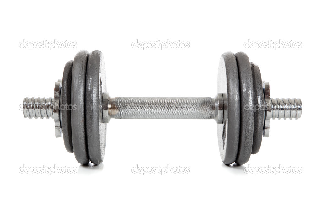 A single dumbell on white