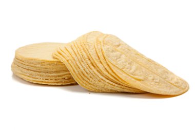 Stack of corn tortillas on white clipart