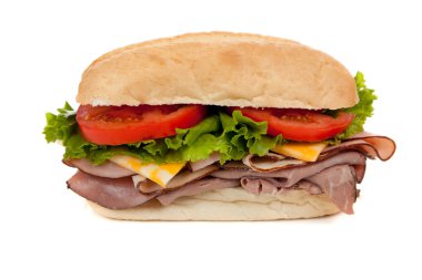 A submarine sandwich on white clipart