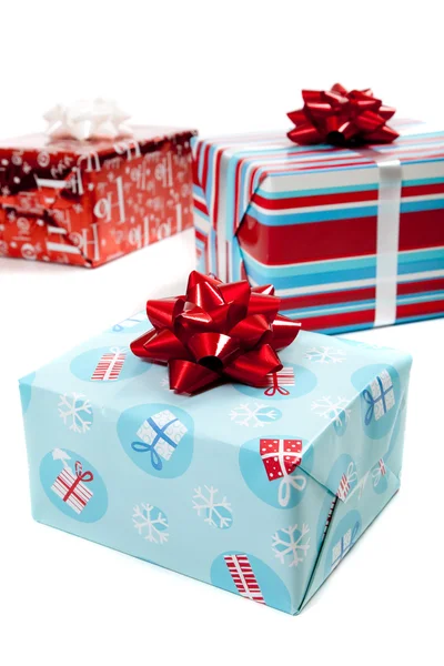 Christmas presents on a white background — Stock Photo, Image