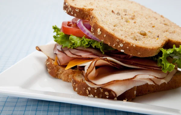Turkey sandwich on whole grain bread — Stock Photo, Image