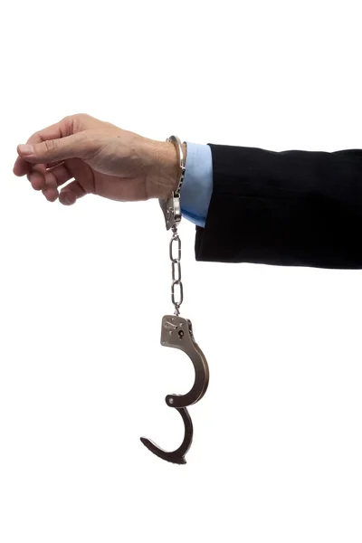 Business man arm in handcuffs — Stock Photo, Image