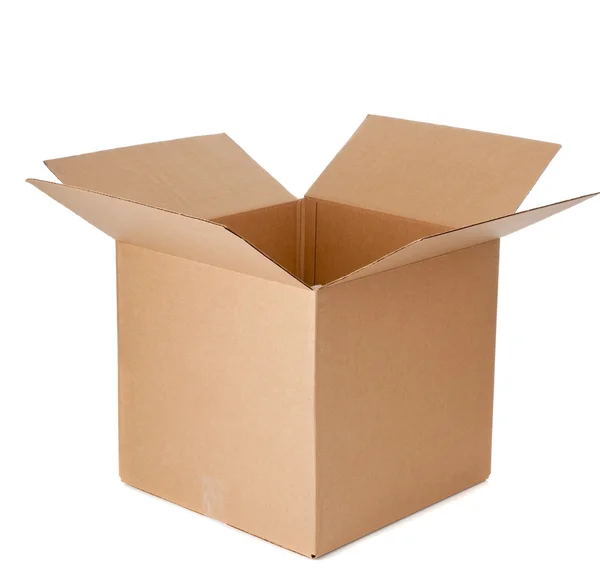 Una scatola di cartone vuota aperta — Foto Stock