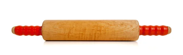 Wooden rolling pin on white — Stock Photo, Image