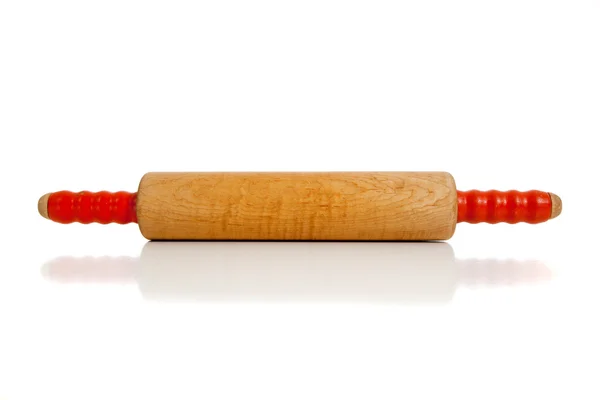 Wooden rolling pin on white — Stock Photo, Image