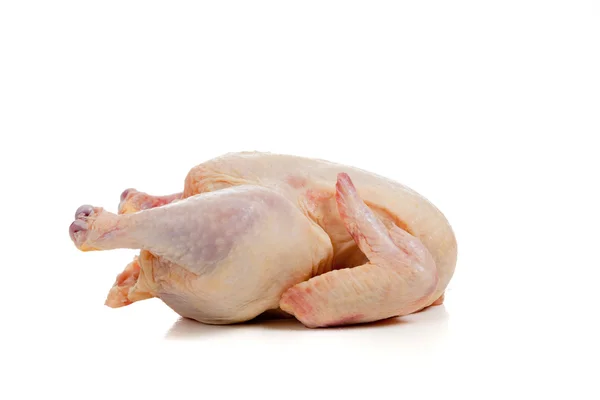 Raw, whole chicken on white — Stock Photo, Image