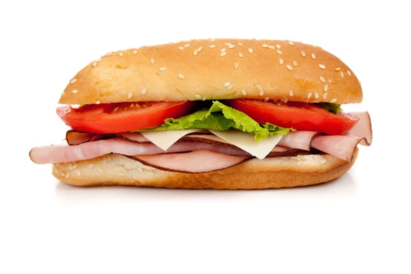 Verschiedene Fleischsandwich mit Befestigungen auf einem Hoagie — Stockfoto