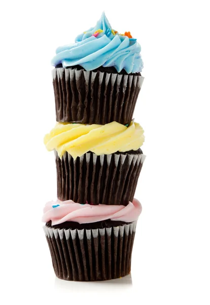 Pastell cupcakes på vit bakgrund — Stockfoto