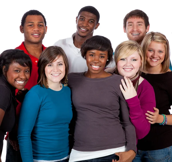 Multirassische College-Studenten auf weiß — Stockfoto