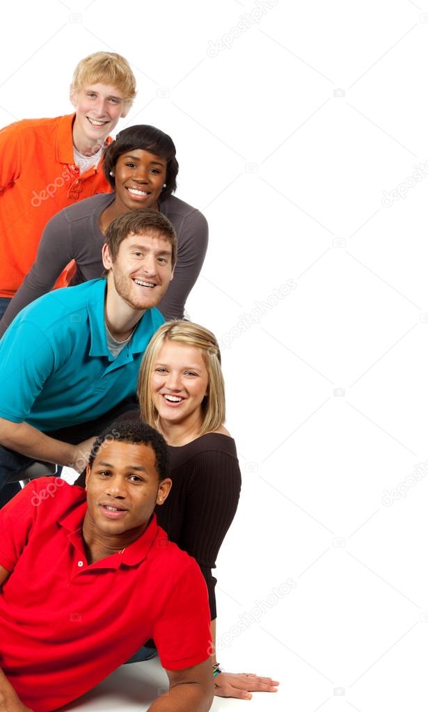 Group of multi-racial college students