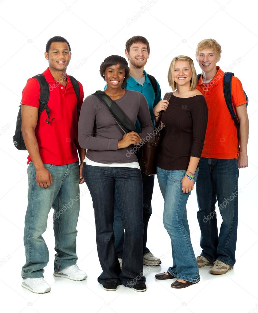 Multi-racial college students on white