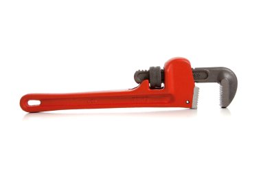 orange pipe wrench on white clipart