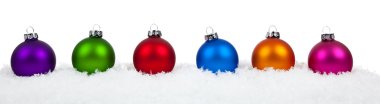 Noel süsler, beyaz üzerine baubles
