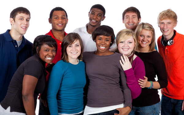 Multi-racial college students on white