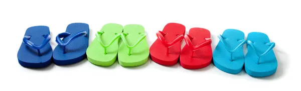 Colored flipflops on a white background — Stock Photo, Image