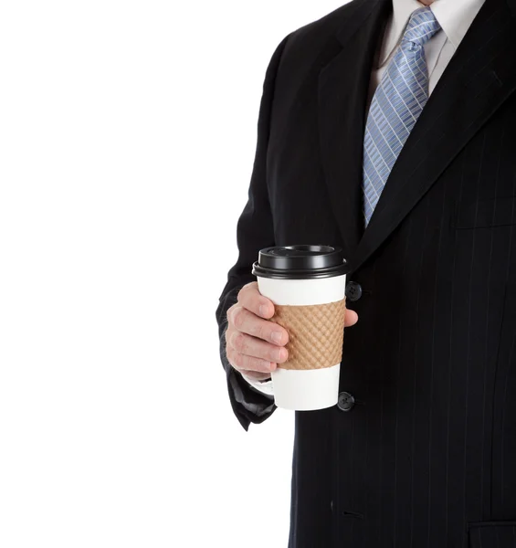 一个业务人拿一杯咖啡 — 图库照片